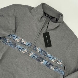 TravisMathew Mens Move Mountains Quarter Zip Pullover Heather Grey Floral Small